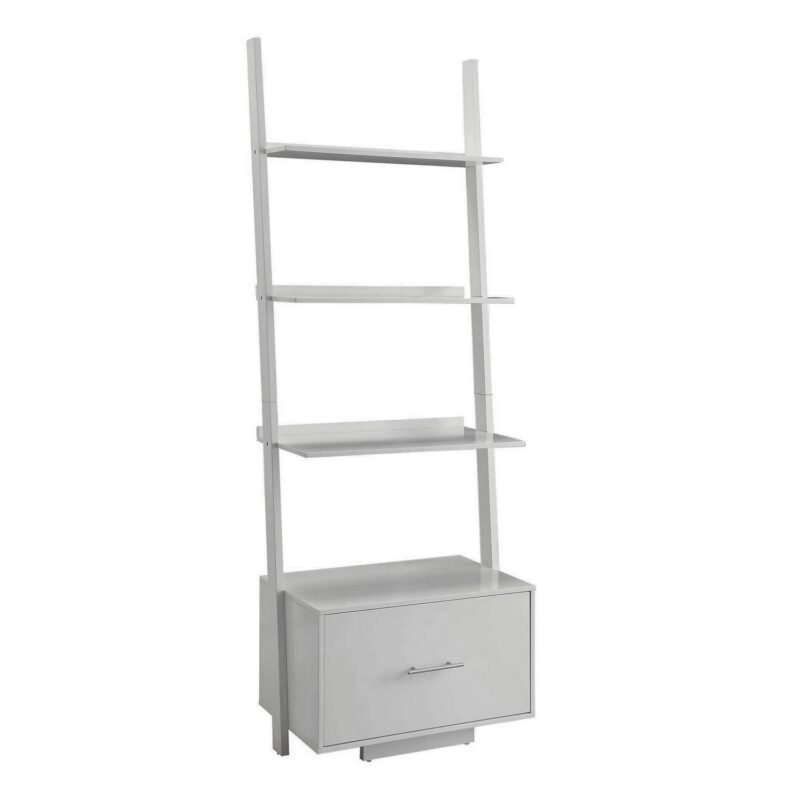 Convenience Concepts American Heritage Ladder Bookcase with File Drawer, White - Image 2