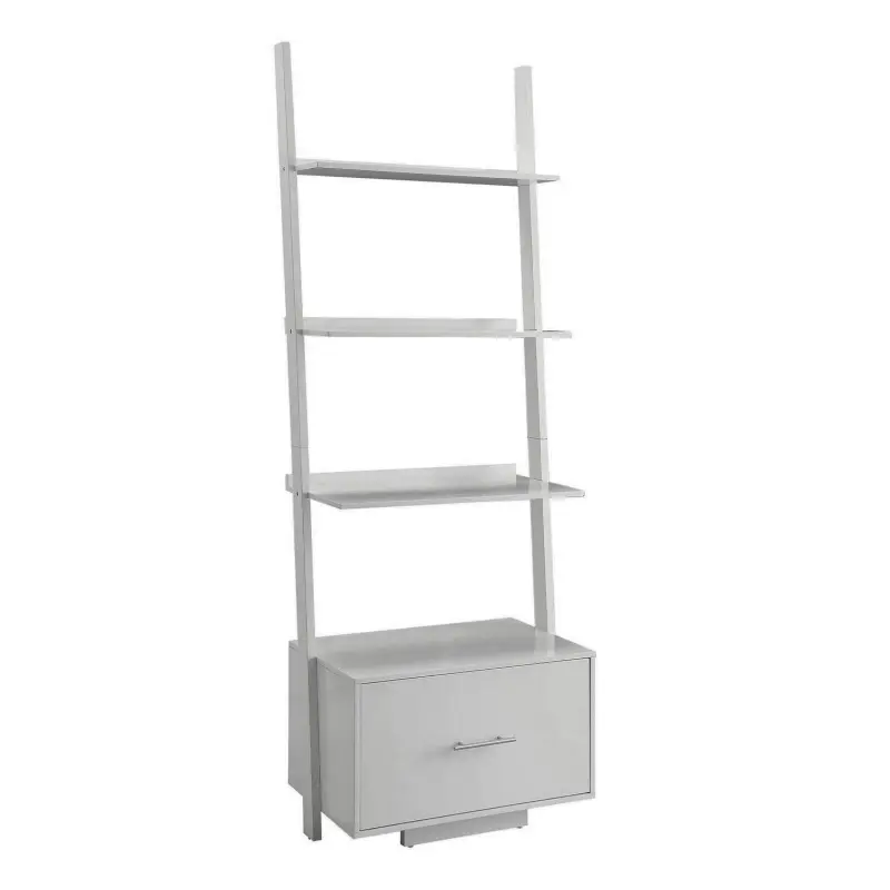 Convenience Concepts American Heritage Ladder Bookcase with File Drawer, White - Image 2