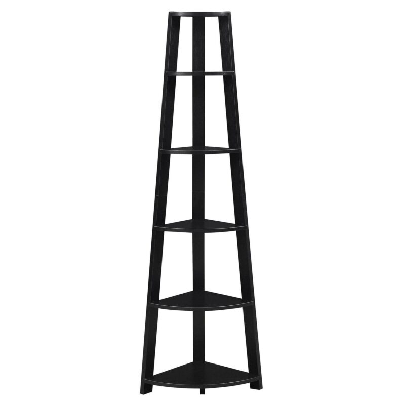 Convenience Concepts Newport 6 Tier Corner Bookshelf, Black - Image 3