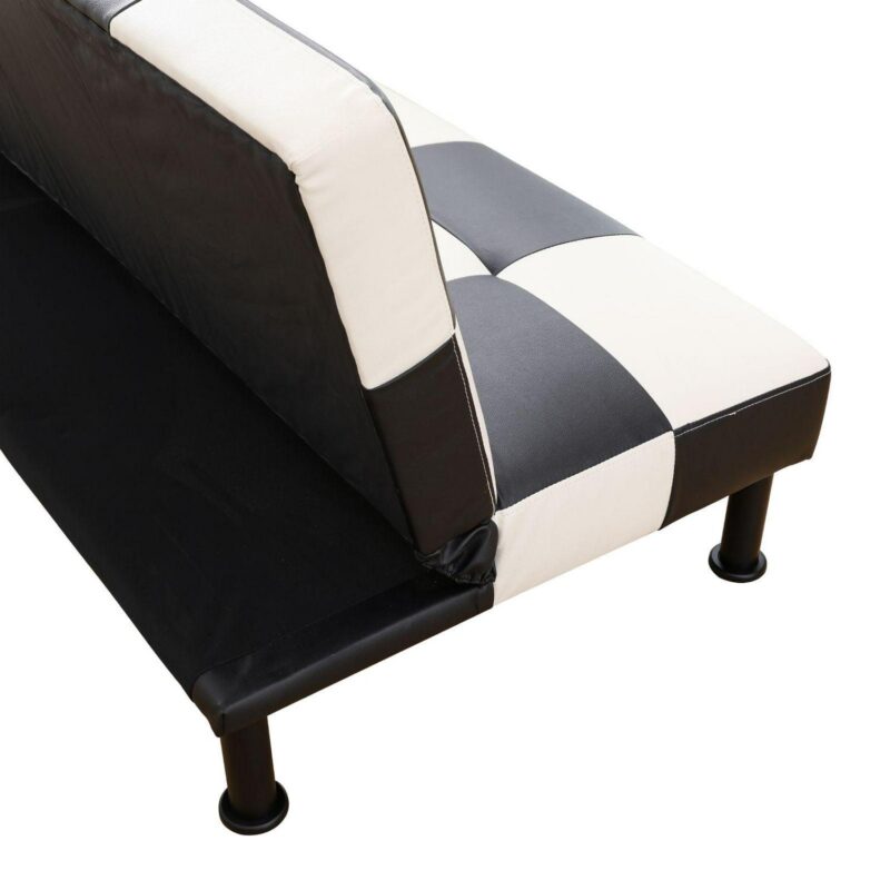 Convertible Futon Sofa Bed Leather Loveseat Adjustable Sleeper Sofa Couch for Living Room Small Apartment,White - Image 5