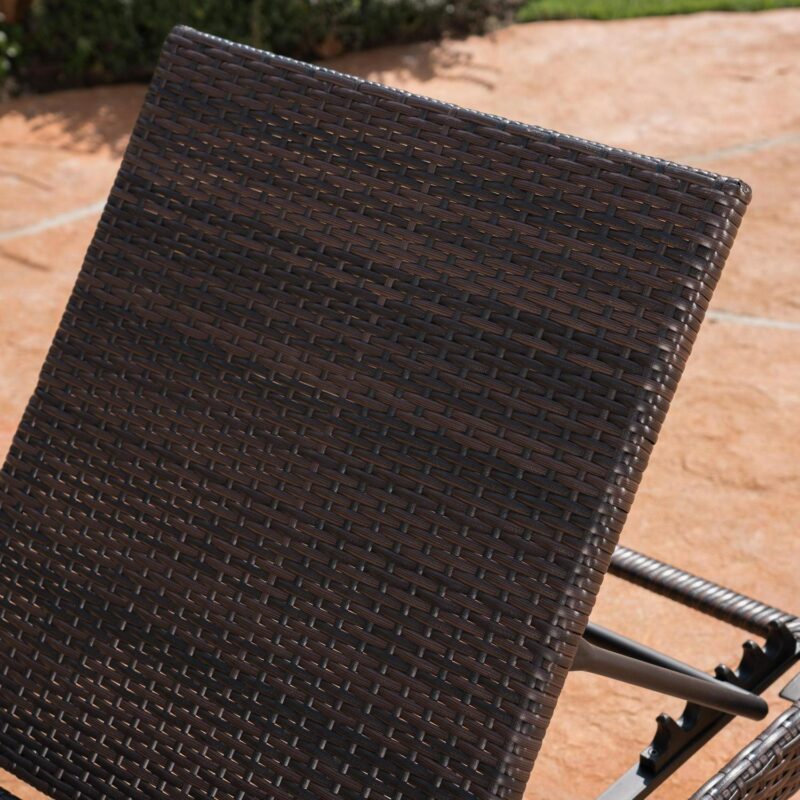 Corinne Outdoor Wicker Chaise Lounge without Cushion, Set of 2, Multibrown - Image 4