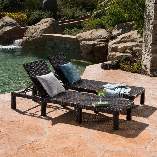 Corinne Outdoor Wicker Chaise Lounge without Cushion, Set of 2, Multibrown