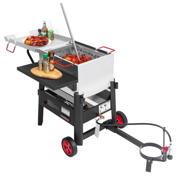 Creole Feast CFB3001 Single Sack Crawfish Seafood Boiler, Outdoor Stove Gas Cooker with Foldable Cylinder Bracket and Stainless Steel Stirring Paddle