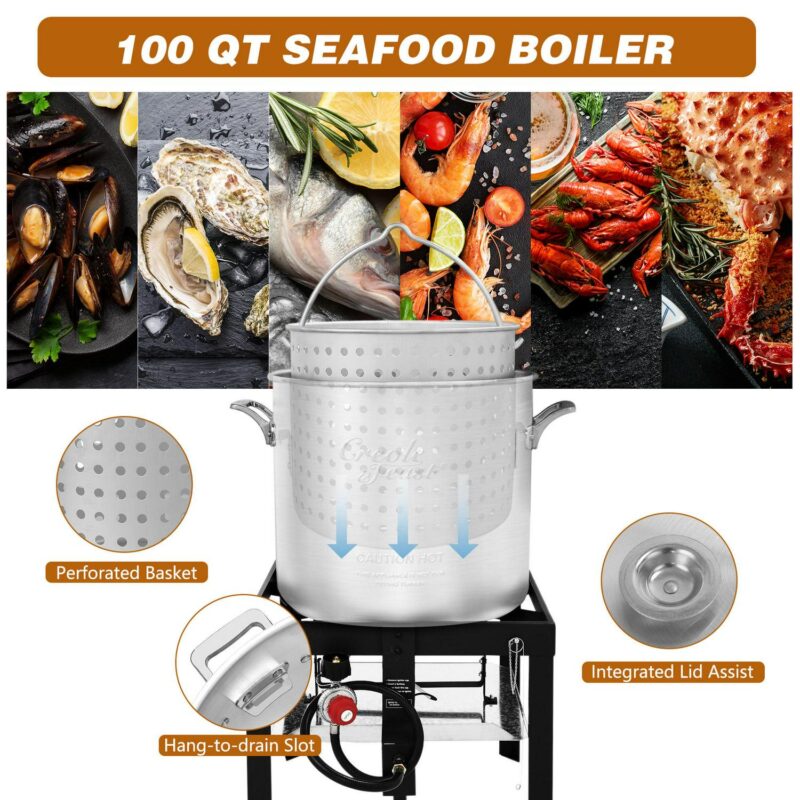Creole Feast SBK1001, 100QT Gas Seafood Boiling Kit with Strainer for Large Gatherings - Image 14