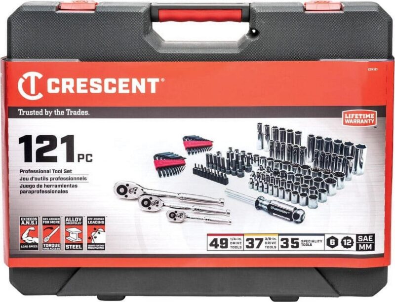 Crescent 1/4 and 3/8 in. drive Metric and SAE 6 and 12 Point Mechanic's Tool Set 121 pc. - Image 3
