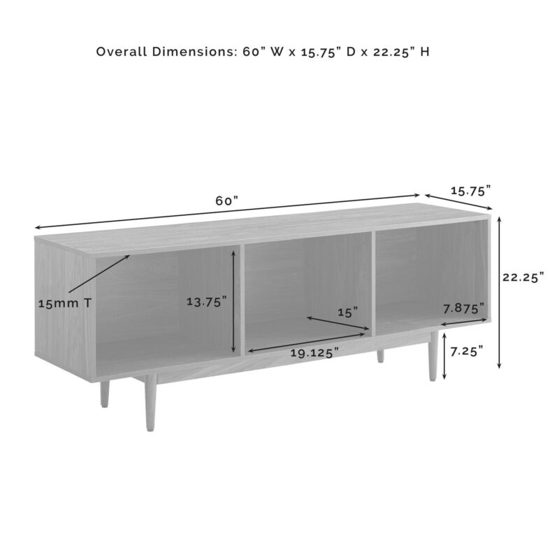 Crosley Adjustable Furniture Television Stand, Wood Walnut, 22.25  x 60  x 15.75 , 48.84 lbs - Image 8