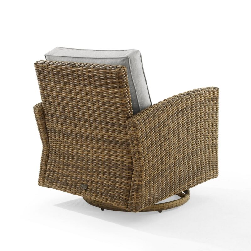 Crosley Bradenton Adult Steel Outdoor Wicker Swivel Rocker Chair, Gray - Image 4