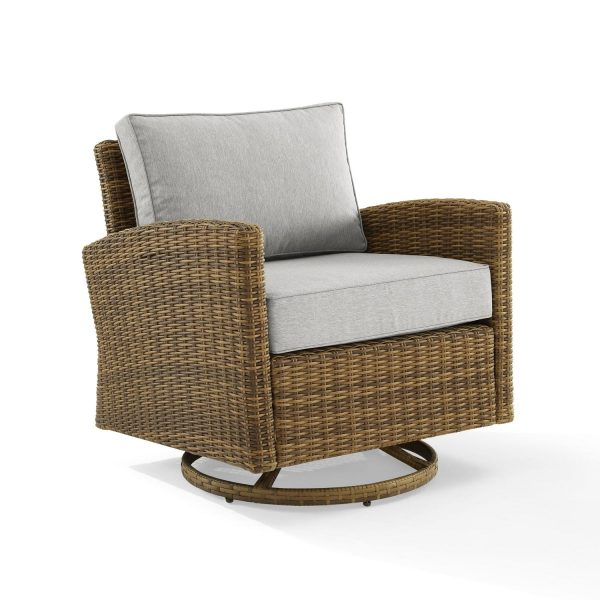 Crosley Bradenton Adult Steel Outdoor Wicker Swivel Rocker Chair, Gray