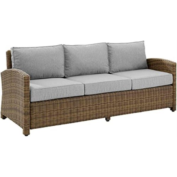 Crosley Furniture Bradenton Weather Resistant Resin Wicker Outdoor Sofa - Weathered Brown