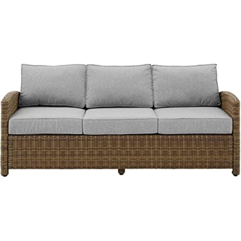 Crosley Furniture Bradenton Weather Resistant Resin Wicker Outdoor Sofa - Weathered Brown - Image 2
