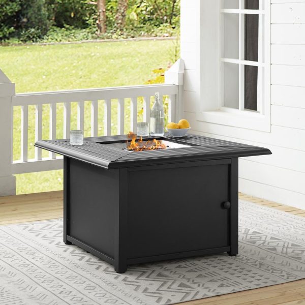 Crosley Furniture Dante Transitional Metal Outdoor Fire Table in Black