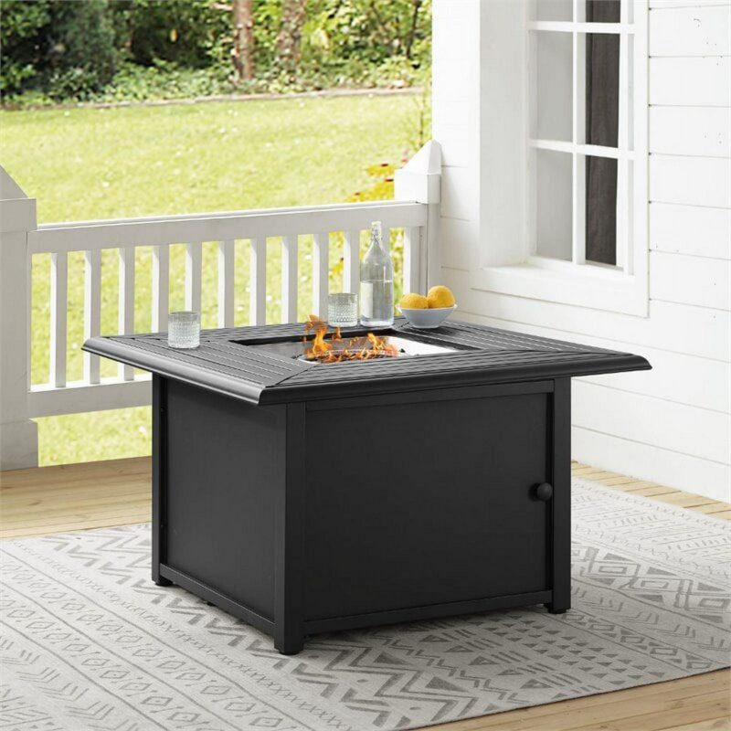Crosley Furniture Dante Transitional Metal Outdoor Fire Table in Black - Image 3