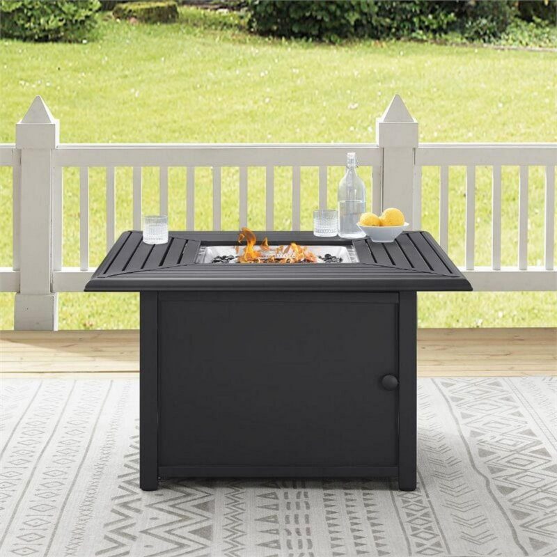 Crosley Furniture Dante Transitional Metal Outdoor Fire Table in Black - Image 4