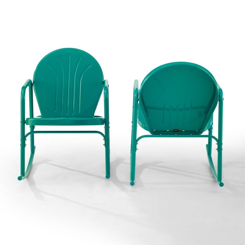 Crosley Furniture Griffith 2Pc Outdoor Powder Coated Rocking Chair Set, 2 Chairs, Green - Image 9