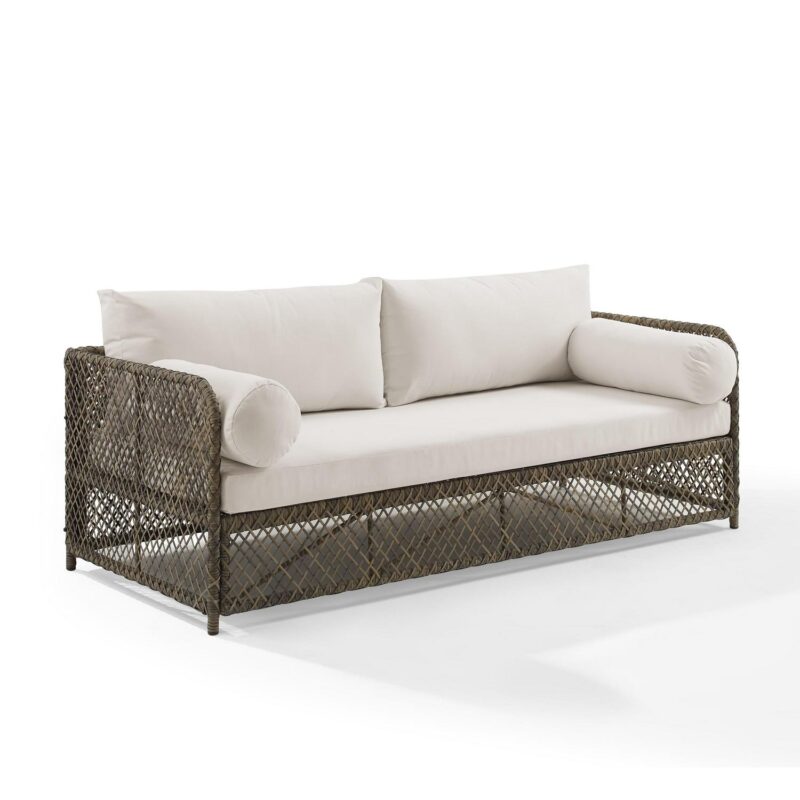 Crosley Furniture Granite Bay Fabric Outdoor Sofa in Cream White/Stone - Image 5