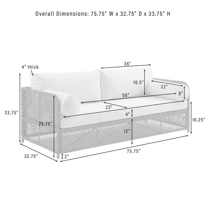 Crosley Furniture Granite Bay Fabric Outdoor Sofa in Cream White/Stone - Image 14