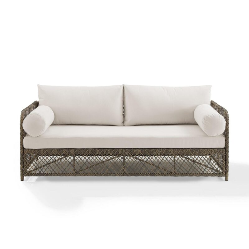 Crosley Furniture Granite Bay Fabric Outdoor Sofa in Cream White/Stone - Image 6