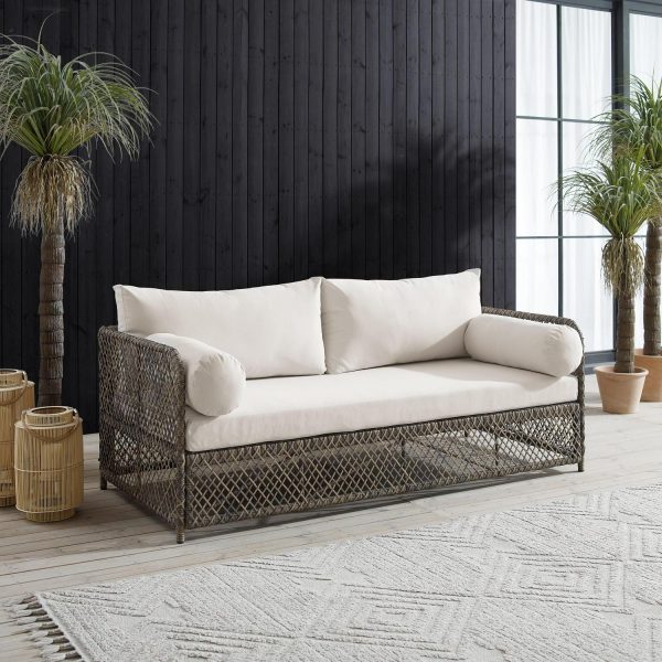 Crosley Furniture Granite Bay Fabric Outdoor Sofa in Cream White/Stone