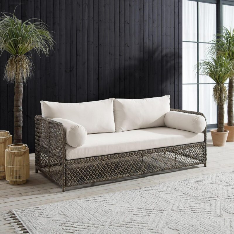 Crosley Furniture Granite Bay Fabric Outdoor Sofa in Cream White/Stone