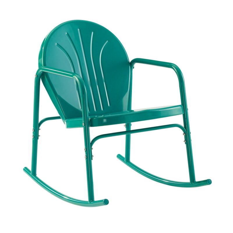 Crosley Furniture Griffith 2Pc Outdoor Powder Coated Rocking Chair Set, 2 Chairs, Green - Image 6