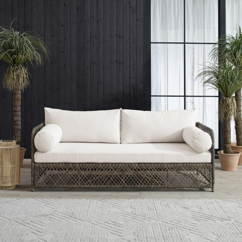 Crosley Furniture Granite Bay Fabric Outdoor Sofa in Cream White/Stone - Image 2