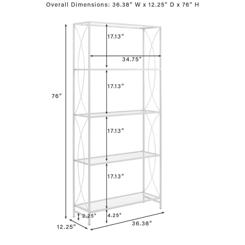Crosley Furniture Helena Bookshelf with Glass Shelves, Bookcase Storage - Image 9