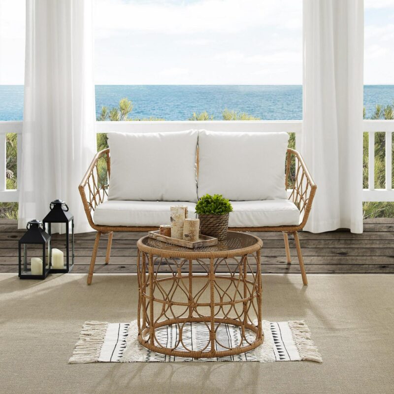 Crosley Furniture Juniper 2-piece Wicker Outdoor Conversation Set in Natural - Image 3