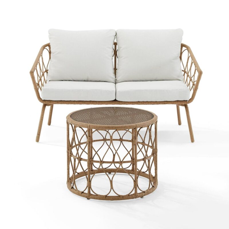 Crosley Furniture Juniper 2-piece Wicker Outdoor Conversation Set in Natural - Image 7