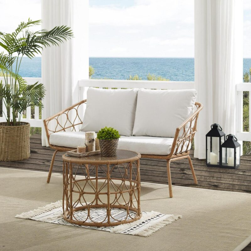 Crosley Furniture Juniper 2-piece Wicker Outdoor Conversation Set in Natural - Image 2
