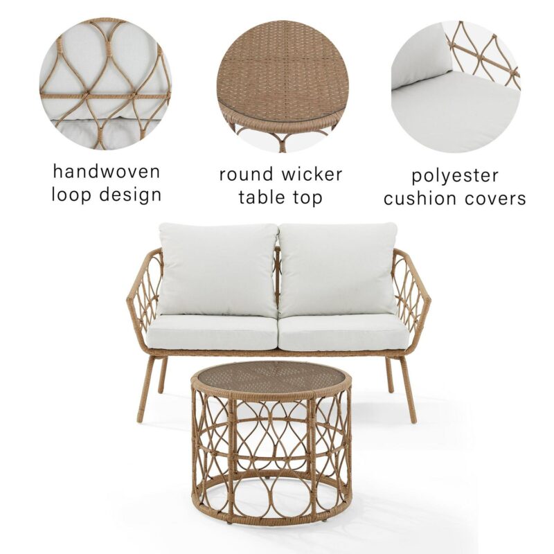 Crosley Furniture Juniper 2-piece Wicker Outdoor Conversation Set in Natural - Image 4