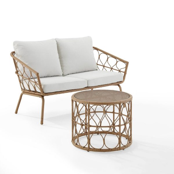 Crosley Furniture Juniper 2-piece Wicker Outdoor Conversation Set in Natural