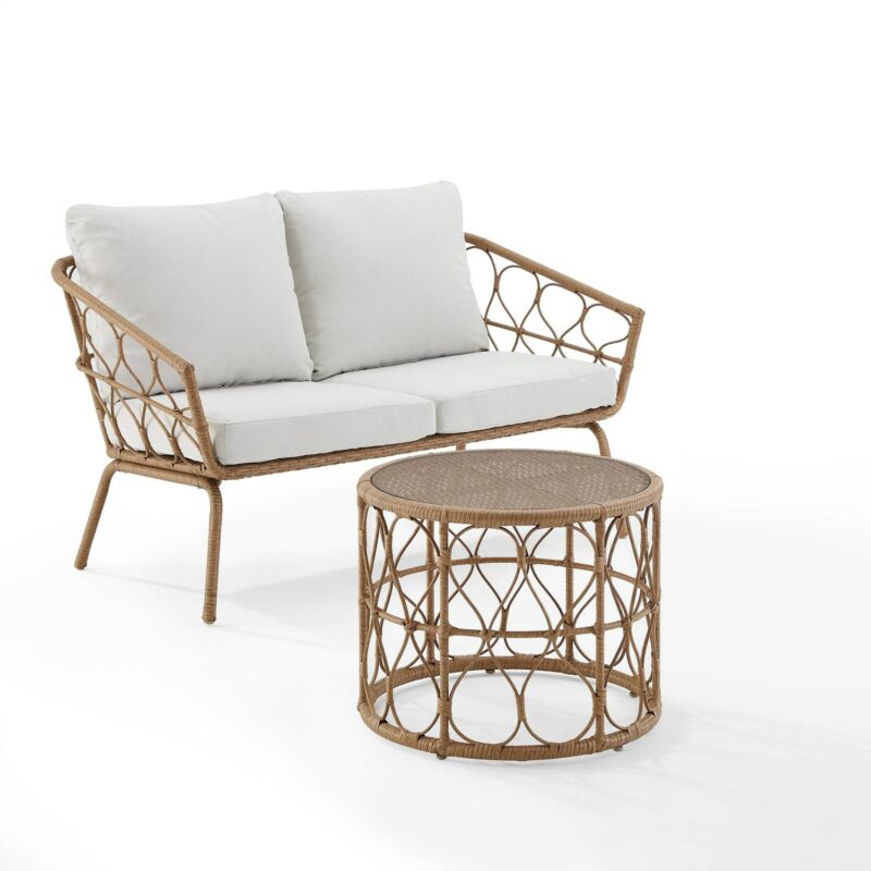 Crosley Furniture Juniper 2-piece Wicker Outdoor Conversation Set in Natural