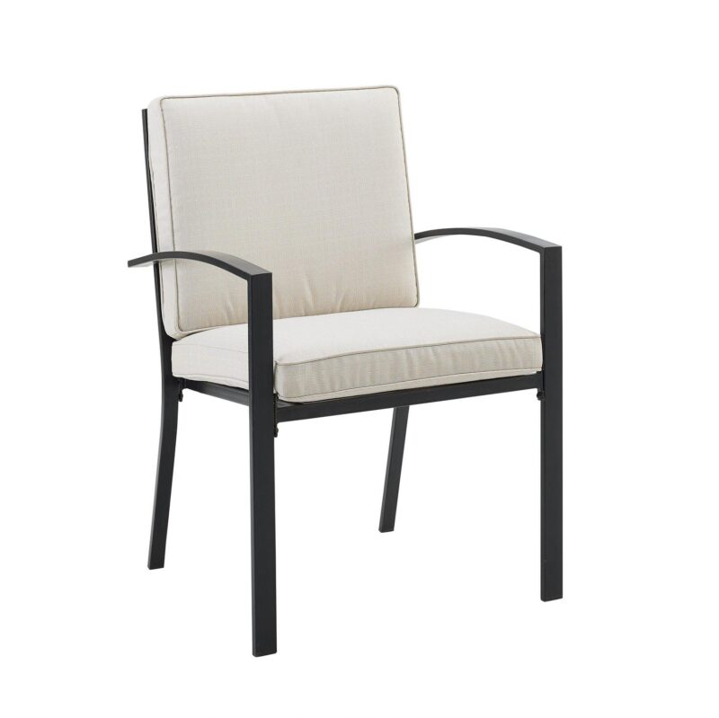 Crosley Furniture Kaplan 2Pc Outdoor Metal Dining Chair Set Oatmeal/Oil Rubbed Bronze - 2 Chairs - Image 3