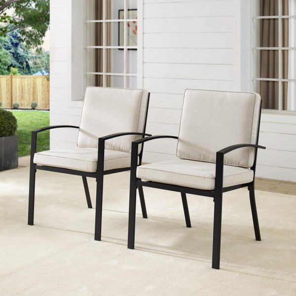 Crosley Furniture Kaplan 2Pc Outdoor Metal Dining Chair Set Oatmeal/Oil Rubbed Bronze - 2 Chairs