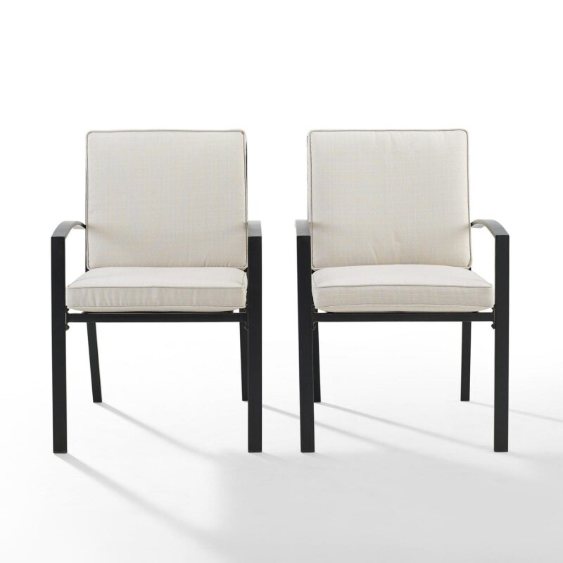 Crosley Furniture Kaplan 2Pc Outdoor Metal Dining Chair Set Oatmeal/Oil Rubbed Bronze - 2 Chairs - Image 8