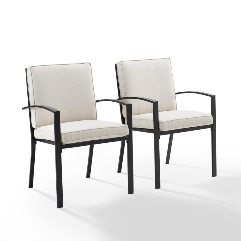 Crosley Furniture Kaplan 2Pc Outdoor Metal Dining Chair Set Oatmeal/Oil Rubbed Bronze - 2 Chairs - Image 7