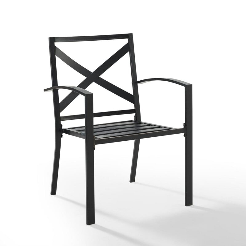 Crosley Furniture Kaplan 2Pc Outdoor Metal Dining Chair Set Oatmeal/Oil Rubbed Bronze - 2 Chairs - Image 10