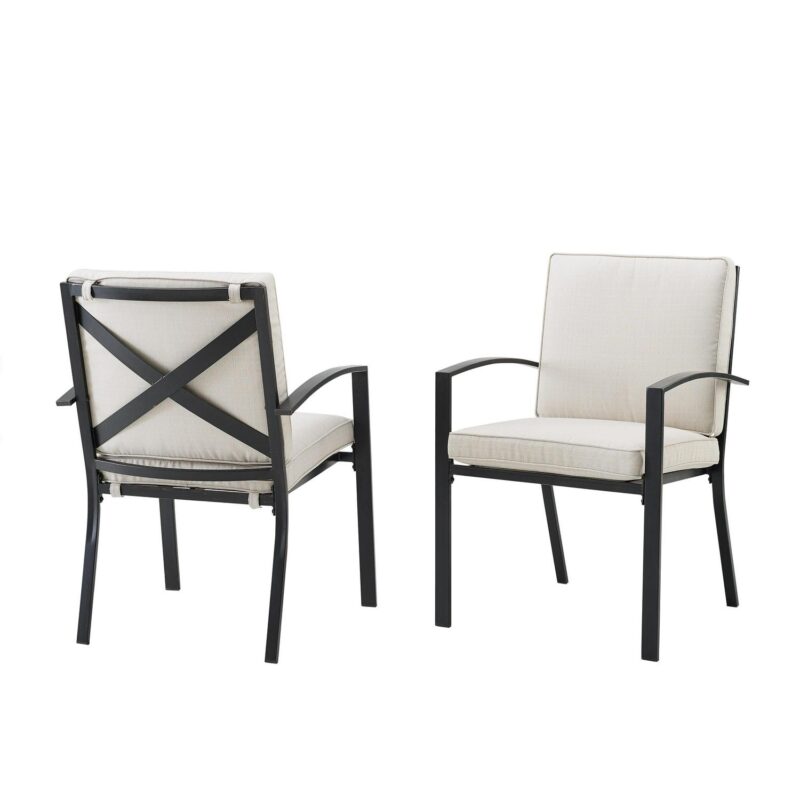Crosley Furniture Kaplan 2Pc Outdoor Metal Dining Chair Set Oatmeal/Oil Rubbed Bronze - 2 Chairs - Image 4
