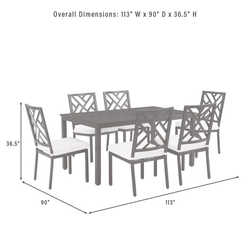 Crosley Furniture Locke 7-Piece Steel Metal Outdoor Dining Set in Cream/Black - Image 14