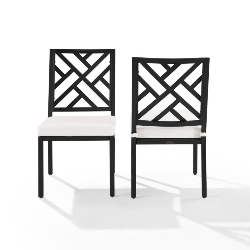 Crosley Furniture Locke 18.5  Metal Outdoor Dining Chair in Black (Set of 2) - Image 6