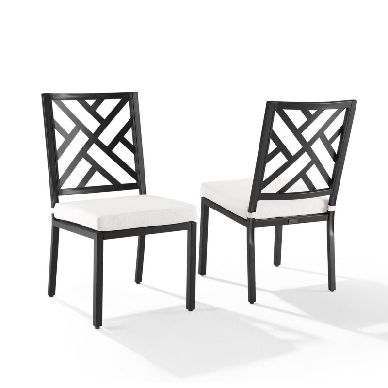 Crosley Furniture Locke 18.5  Metal Outdoor Dining Chair in Black (Set of 2) - Image 5