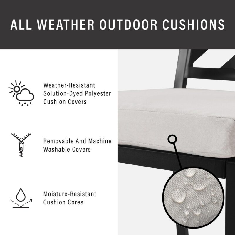 Crosley Furniture Locke 18.5  Metal Outdoor Dining Chair in Black (Set of 2) - Image 3