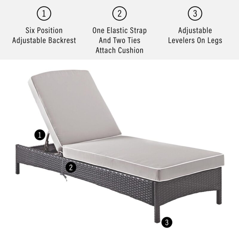 Crosley Furniture Palm Harbor Reclining Wicker Outdoor Chaise Lounge Chair for Patio, Deck, Poolside - Image 3