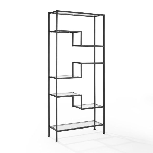 Crosley Furniture Sloane Metal and Glass Etagere in Matte Black