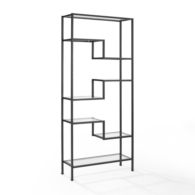 Crosley Furniture Sloane Metal and Glass Etagere in Matte Black