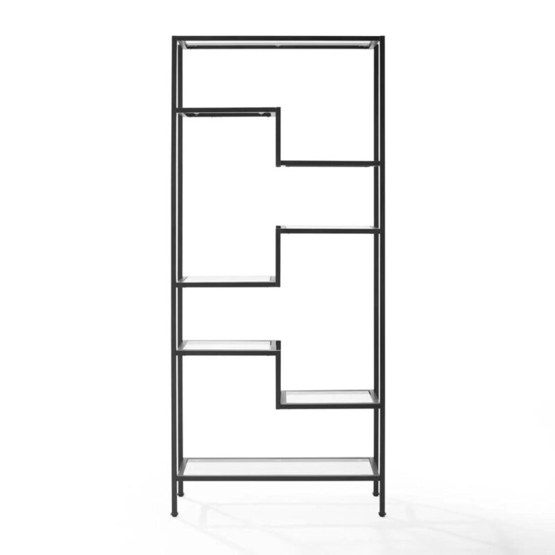 Crosley Furniture Sloane Metal and Glass Etagere in Matte Black - Image 2