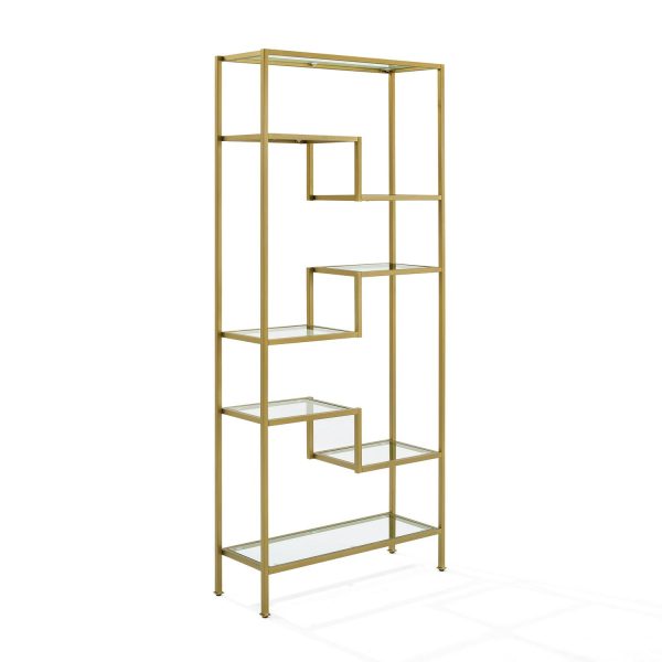 Crosley Furniture Sloane Art Deco Glass Metal Etagere in Gold