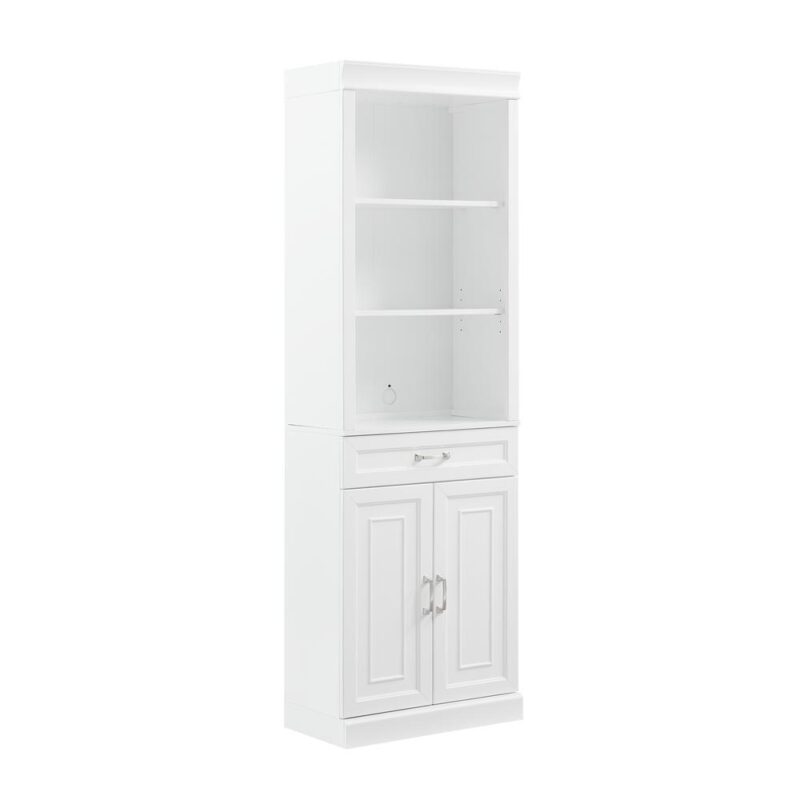 Crosley Furniture Stanton Traditional Wood/Metal Storage Bookcase in White - Image 13