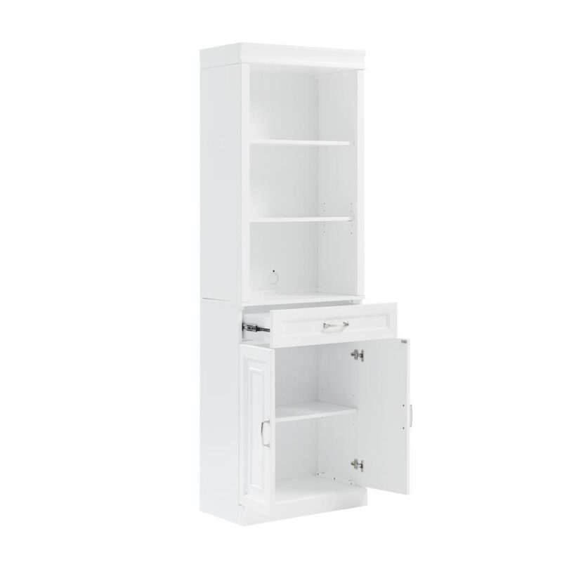 Crosley Furniture Stanton Traditional Wood/Metal Storage Bookcase in White - Image 12