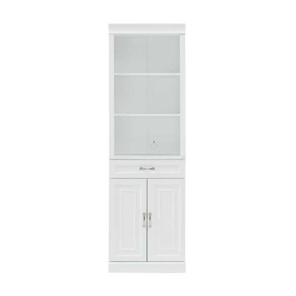 Crosley Furniture Stanton Traditional Wood/Metal Storage Bookcase in White